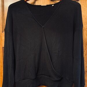 Black Ribbed V-Neck Sweater